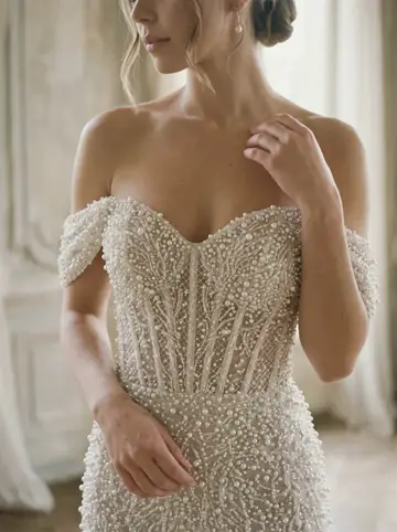 Corset da Aurora bordado com pérolas